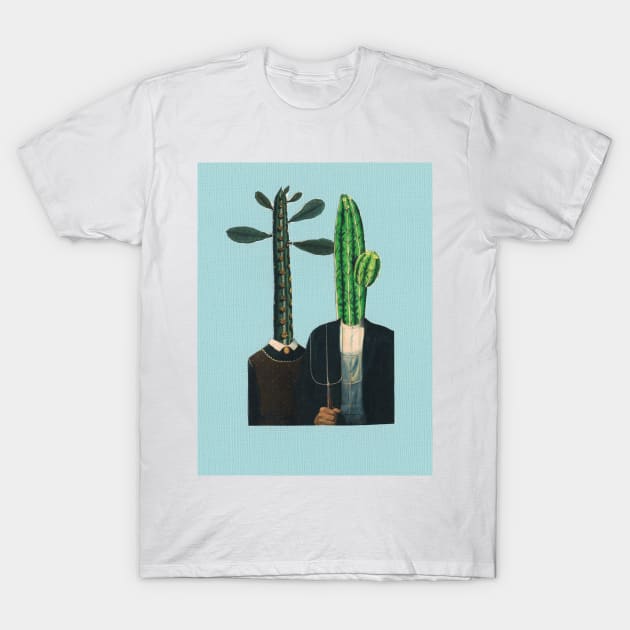 American Gothic Cactus Head T-Shirt by martynzero